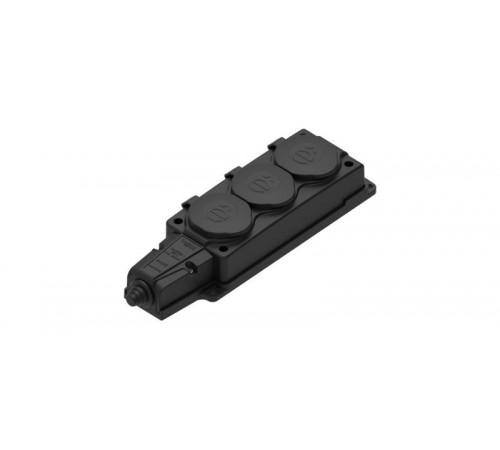 Колодка 3 гнезда 2К+З каучуковая 16А/250В IP44 Чёрная MultiSet  MST4103BK  SE