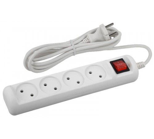 U-4s-1,5m-2x1 Удлин-ль без заземл, с выкл, 4гн, 1,5м, ПВС, 2х1мм2, 10А (20/600)  Б0044052  ЭРА