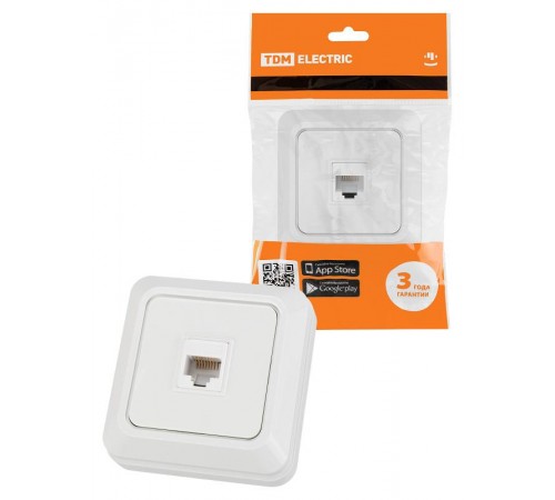 Розетка компьютерная (RJ-45) открытой установки IP20, белая "Ладога"  SQ1801-0114  TDM