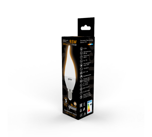 Лампа светодиодная Gauss LED Свеча на ветру E14 9.5W 890lm 3000K  104101110  Gauss