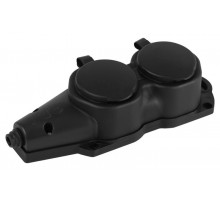 Колодка  KX-2e-B-IP44 каучуковая с заземлением 2 розетки 16A IP44 черная  Б0068451  ЭРА