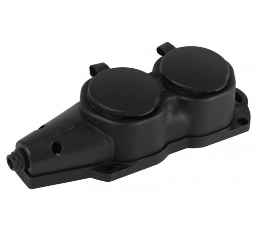Колодка  KX-2e-B-IP44 каучуковая с заземлением 2 розетки 16A IP44 черная  Б0068451  ЭРА