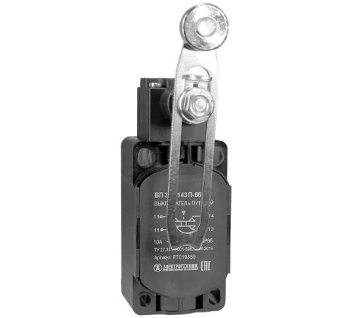 ВП 36-2143П-66 У2, рычаг со стальным роликом, регулир. по длине, 1з+1р, безинерционный, 30х60 мм, IP66, вык-ль путевой  ET010889  Электротехник