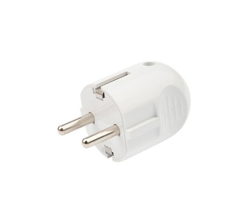 Вилка Евро прямая с з/к 16А белая  16-0732  REXANT