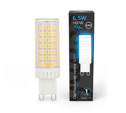 Лампа светодиодная G9 AC185-265V 6,5W 700lm 6500K керамика LED 1/10/200  107309306  Gauss