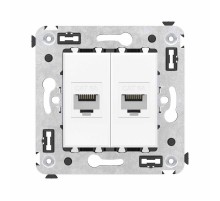 Компьютерная розетка RJ-45 без шторки в стену, кат.6А двойная, "Avanti", "Белое облако"  4400674  DKC