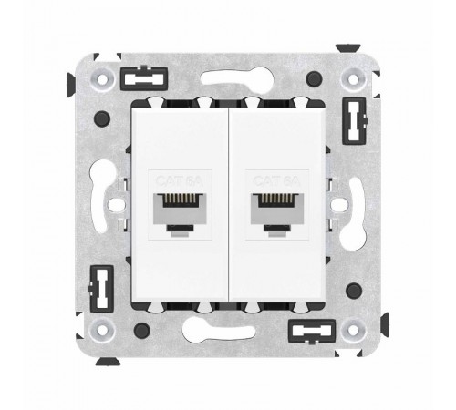 Компьютерная розетка RJ-45 без шторки в стену, кат.6А двойная, "Avanti", "Белое облако"  4400674  DKC