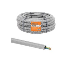 Электротруба гофрированная ПВХ d16 серая, с кабелем ВВГ-Пнг(А)-LS 3х1,5ок(N,PE)-0,66 ГОСТ (50 м)  SQ0140-2001  TDM