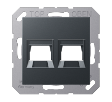 Kрышка для 2-х разъемов; без видимого винта; подпружиненная шторка; термопласт; матовый антрацит A1569-2WEANM Jung