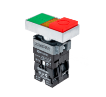 Кнопка двойная с LED подсветкой, 24V AC/DC, красный/зеленый,1NO+1NC, выступающий толкатель, мет. MTB2-BW8461  58229  ОВЕН