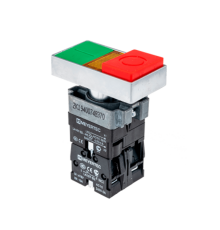 Кнопка двойная с LED подсветкой, 220V AC/DC, красный/зеленый,1NO+1NC, выступающий толкатель, мет. MTB2-BW8463  58230  ОВЕН