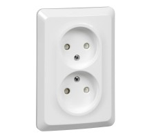 Этюд Белый С/У Розетка 2-ая без заземления со шторками 16А 250B  PC16-106B  SE