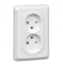 Этюд Белый С/У Розетка 2-ая без заземления со шторками 16А 250B  PC16-106B  SE