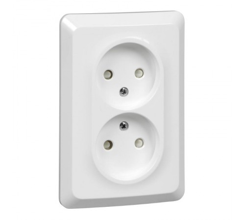 Этюд Белый С/У Розетка 2-ая без заземления со шторками 16А 250B  PC16-106B  SE