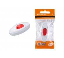 Выключатель на шнур 6А 250В белый с красной кнопкой  SQ1806-0221  TDM