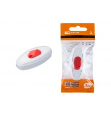 Выключатель на шнур 6А 250В белый с красной кнопкой  SQ1806-0221  TDM