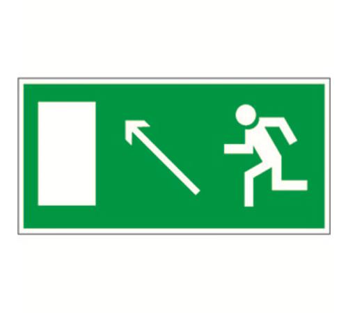 Знак безопасности BL-3015.E06"Напр. к эвакуационному выходу налево вверх"  a12951  Белый свет