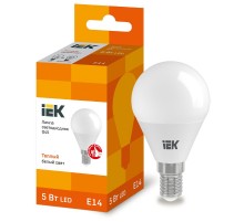 Лампа светодиодная LED 5Вт Е14 220В 3000К G45 шар  LLE-G45-5-230-30-E14  IEK
