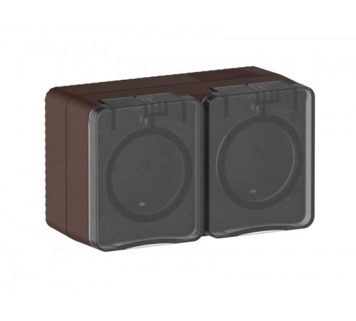 AtlasDesign Profi54 Коричневый О/У Розетка двойная с заземлением со шторками 16А  ATN546026  SE