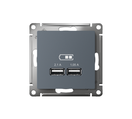 AtlasDesign Грифель Розетка USB, 5В, 1 порт x 2,1 А, 2 порта х 1,05 А, механизм  ATN000733  SE