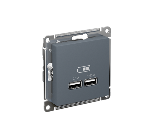 AtlasDesign Грифель Розетка USB, 5В, 1 порт x 2,1 А, 2 порта х 1,05 А, механизм  ATN000733  SE