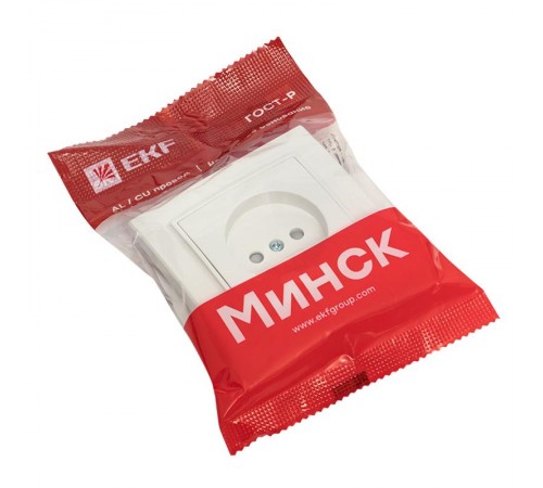 Минск Розетка 1-местная СП без заземления, 10 А, с защ.штор., белая EKF Basic  ERR10-022-100  EKF