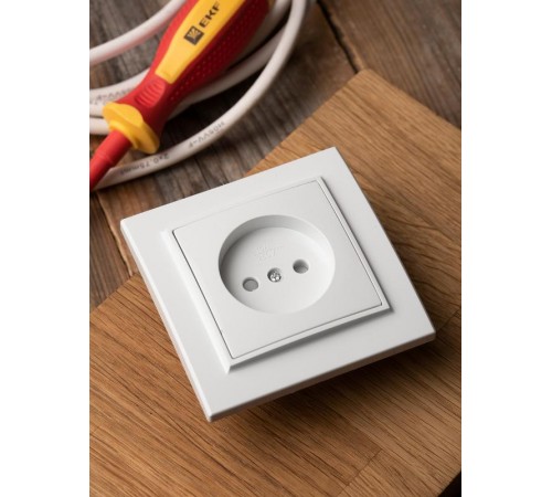 Минск Розетка 1-местная СП без заземления, 10 А, с защ.штор., белая EKF Basic  ERR10-022-100  EKF
