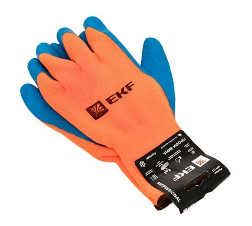 Перчатки рабочие ПРОФИ ЗИМА с рельефным латексным покрытием утепленные (10 класс, 10 разм) EKF Professional  pe10lt-10-pro  EKF