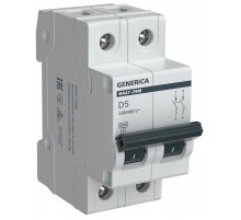 Выключатель автоматический  двухполюсный ВА47-29М 2P 5А 4,5кА D MVA21-2-005-D-G GENERICA