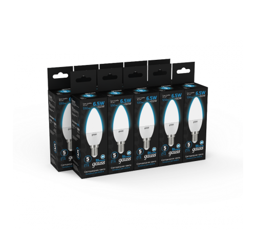 Лампа светодиодная Свеча 6.5W 550lm 6500К E14 LED 1/10/100  103101307  Gauss