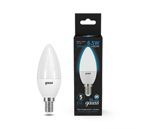 Лампа светодиодная Свеча 6.5W 550lm 6500К E14 LED 1/10/100  103101307  Gauss