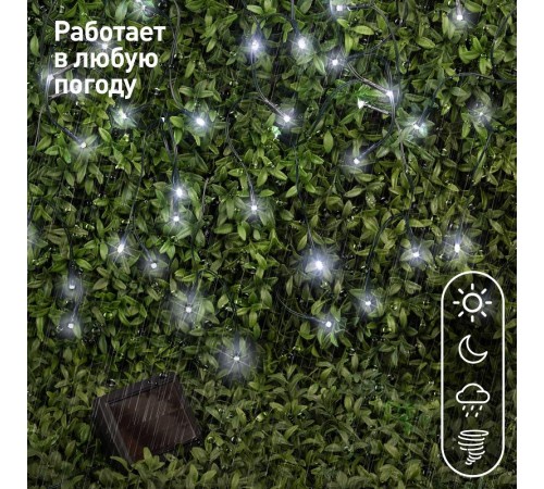 Садовая гирлянда ERASF22-29 Бахрома на солнечной батарее холодный свет 2.8*0.5 м  Б0053373  ЭРА