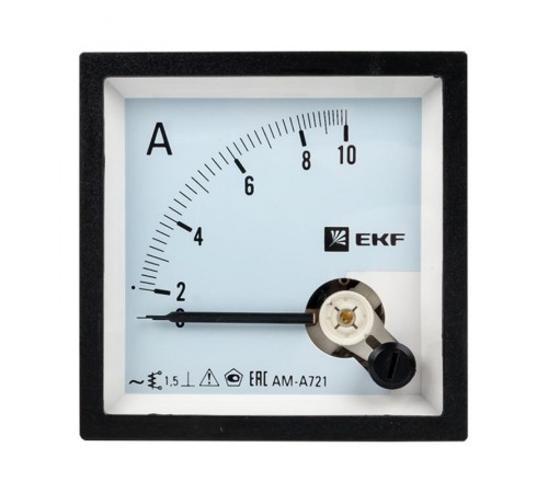 Амперметр AM-A721 аналоговый на панель 72х72 (квадратный вырез) 10А прямое подключение EKF PROxima  ama-721-10  EKF