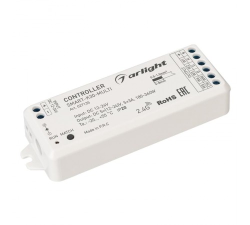 Контроллер SMART-K30-MULTI (12-24V, 5x3A, RGB-MIX, 2.4G)  027135  Arlight
