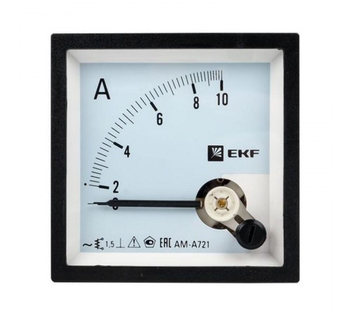 Амперметр AM-A721 аналоговый на панель 72х72 (квадратный вырез) 10А прямое подключение EKF PROxima  ama-721-10  EKF