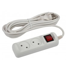 U-2s-1,5m-2x1 Удлин-ль без заземл, с выкл, 2гн, 1,5м, ПВС, 2х1мм2, 10А (20/720)  Б0044046  ЭРА