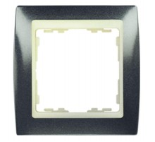 Simon 82 Рамка декоративная, 4 поста, S82, серый металлик-слоновая кость  82744-60  Simon