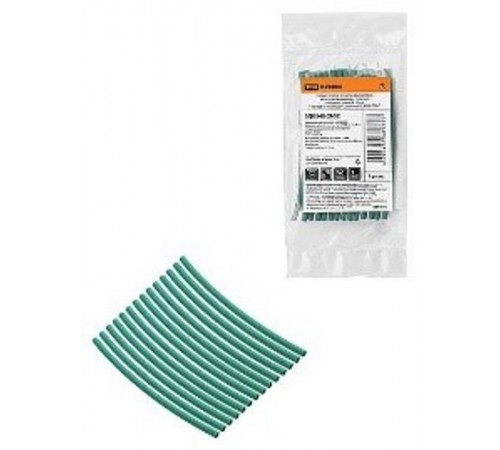 Набор трубок термоусаживаемых, не поддерживающих горение, клеевых, длиной 10 см ТТкНГ(3:1) "Моноцвет, зелёный 2,4/0,8 "  SQ0548-2602  TDM