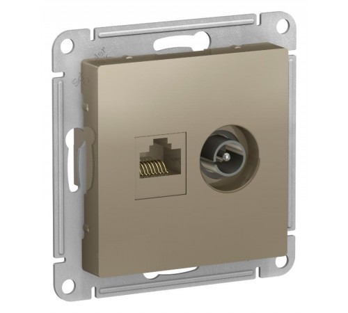 AtlasDesign Шампань Розетка 2-ая комп+TV, RJ45+TV, кат.5E, механизм  ATN000589  SE