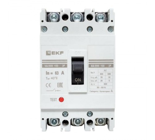Выключатель автоматический ВА-99М 100/63А 3P 35кА PROxima  mccb99-100-63m  EKF