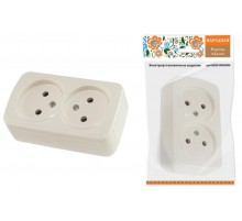 Розетка двойная 2П открытой установки IP20 10А, сл. кость "Дача" Народная  SQ1824-0022  TDM