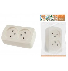 Розетка двойная 2П открытой установки IP20 10А, сл. кость "Дача" Народная  SQ1824-0022  TDM