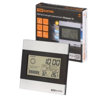 Метеостанция комнатная "Климат 2" горизонтальная, термометр, гигрометр, будильник, серебро,  SQ4006-0002  TDM