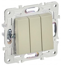 SKANDY Выключатель 3-клавишный 10А SK-V11B бежевый  SK-V30-0-10-K10  IEK