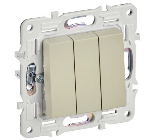 SKANDY Выключатель 3-клавишный 10А SK-V11B бежевый  SK-V30-0-10-K10  IEK