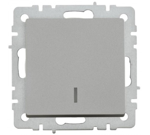 BRITE Выключатель 1-клавишный с индикацией 10А ВС10-1-1-БрС сталь  BR-V10-1-10-K46  IEK