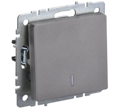 BRITE Выключатель 1-клавишный проходной с индикацией 10А ВС10-1-7-БрС сталь  BR-V12-1-10-K46  IEK