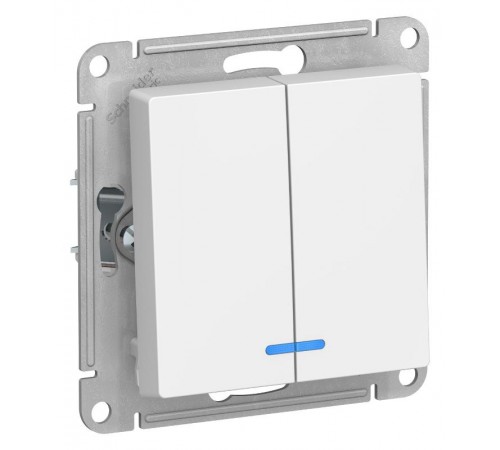 AtlasDesign Белый Выключатель 2-клавишный с подсветкой, сх.5а, 10АХ, механизм  ATN000153  SE