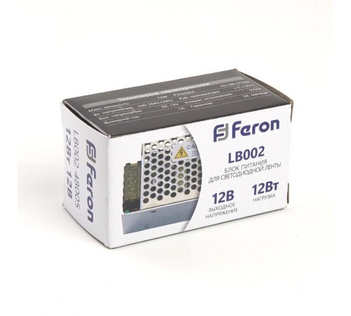 Трансформатор электронный для светодиодной ленты 12W 12V (драйвер), LB002  48005  FERON