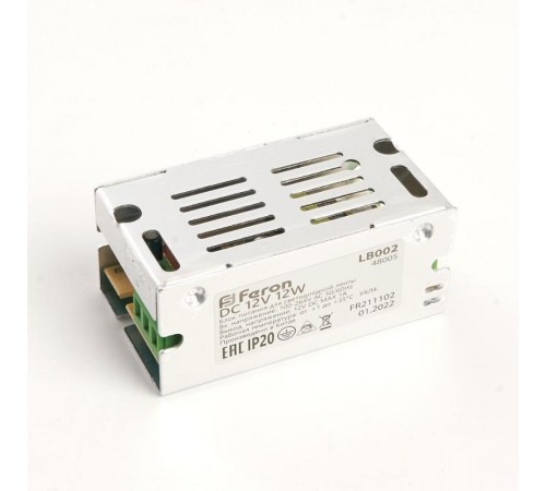 Трансформатор электронный для светодиодной ленты 12W 12V (драйвер), LB002  48005  FERON